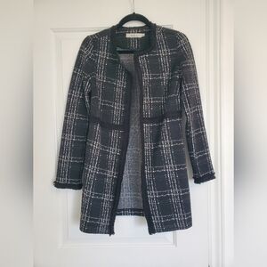 Rickis Longline Open Soft Plaid Striped Coat Cardigan With Pockets